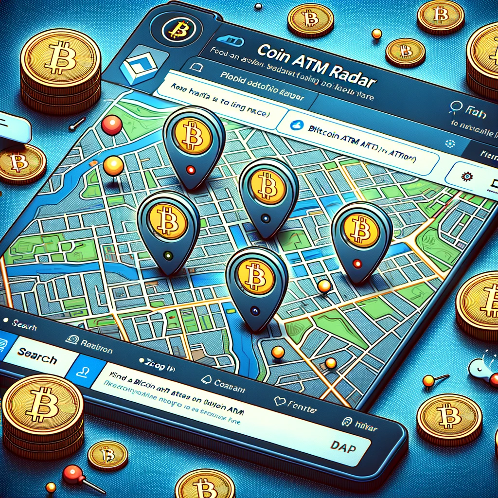 Coin ATM Radar map interface showing Bitcoin ATM locations