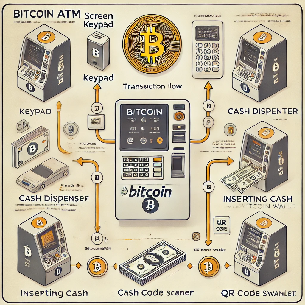 Infographic explaining Bitcoin ATM operation process